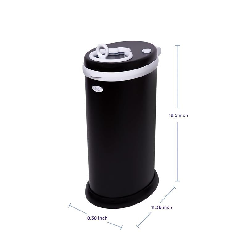 Ubbi - Steel Diaper Pail, Odor Locking, No Special Bag Required, Matte Black Image 2