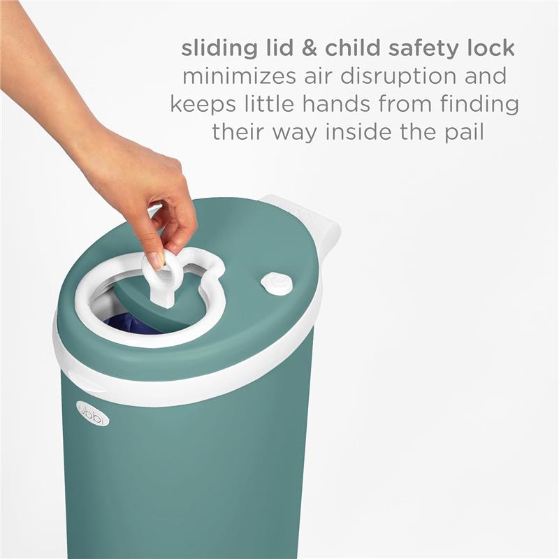 Ubbi - Steel Diaper Pail, Odor Locking, No Special Bag Required, Open Water Image 8