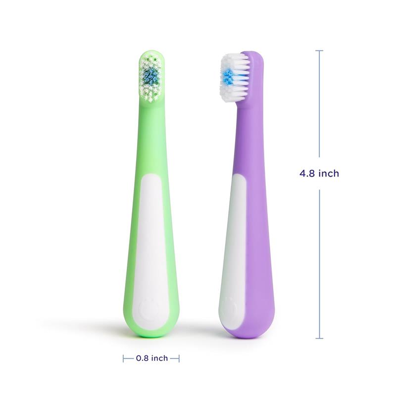 Ubbi - Toddler Training Toothbrush Set, Soft Bristled & Gentle, Green Zest & Smoothie Purple Image 2