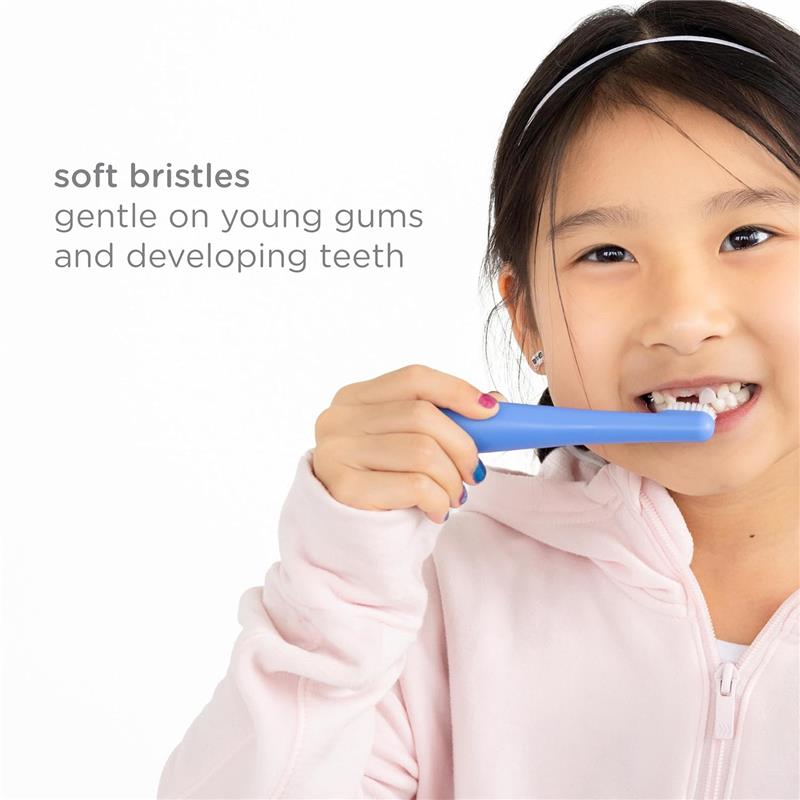 Ubbi - Toddler Training Toothbrush Set, Soft Bristled & Gentle, Green Zest & Smoothie Purple Image 3