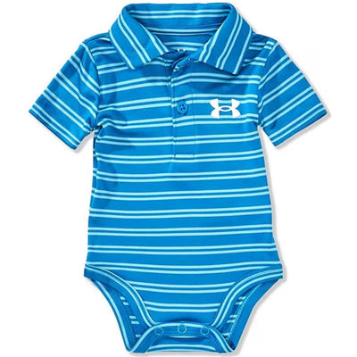 Under Armour - Baby Blue Stripe Polo Bodysuit, Blue Atlantis Image 1