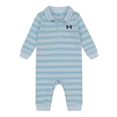 Under Armour - Baby Boy Stripe Polo Coverall, Blue Calm Image 1