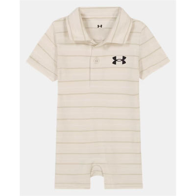 Under Armour - Baby Short Sleeve Stripe Polo Shortall Comb Cotton, Stone Image 1