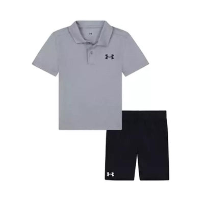 Under Armour Kids - Boy Short Sleeve Polo Short Set, Steel Image 1