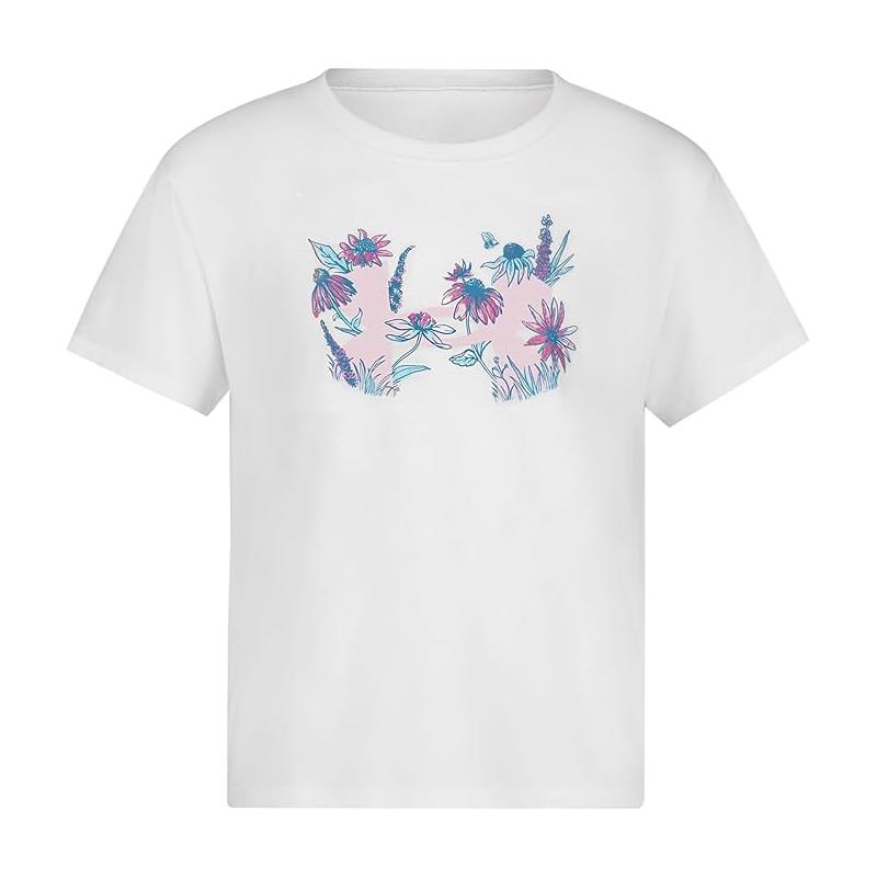 Under Armour Kids - Girl Athletics Club Stripe Tee Pink & White Image 1