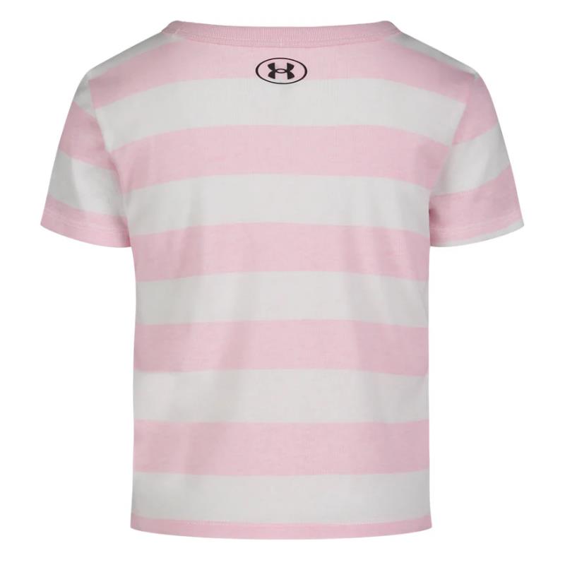 Under Armour Kids - Girl Athletics Club Stripe Tee Pink & White Image 2