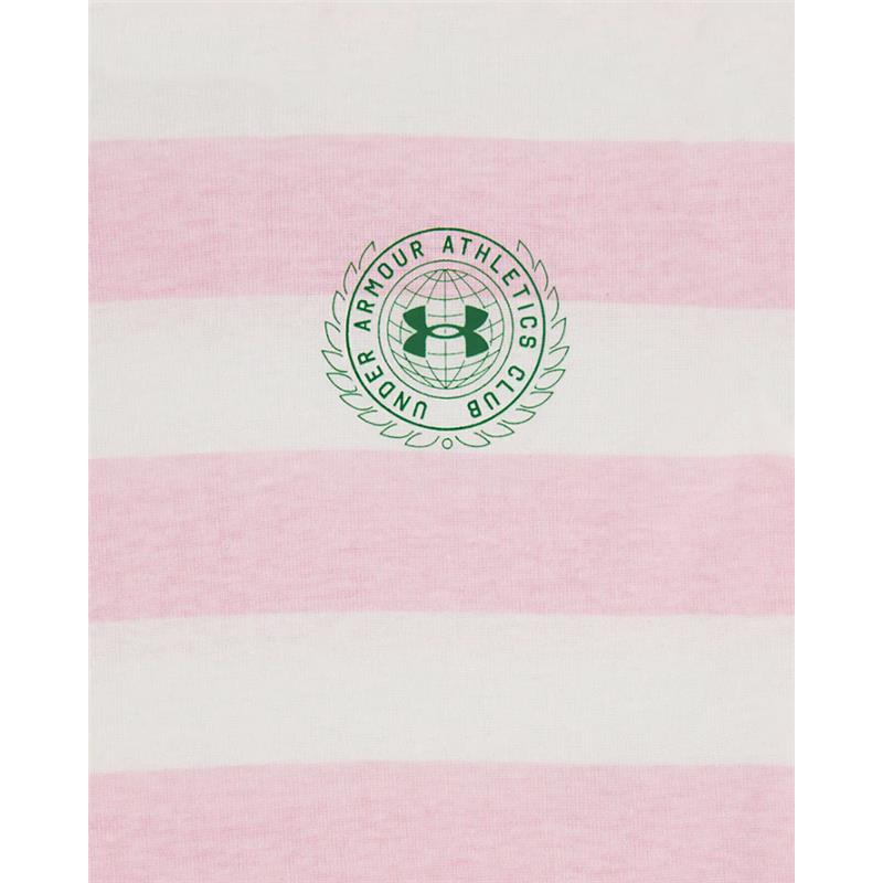 Under Armour Kids - Girl Athletics Club Stripe Tee Pink & White Image 3