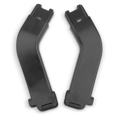 Adapters for Uppababy Minu Duo stroller, compatible with Mesa car seats, featuring a sleek black design.