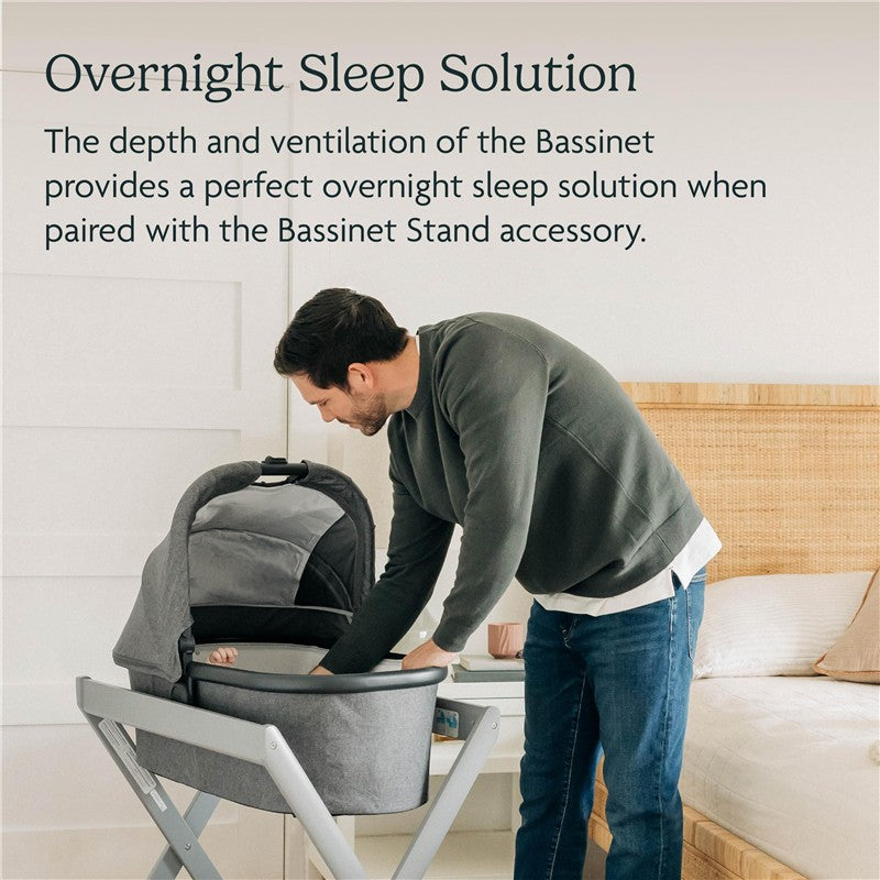 UPPAbaby Bassinet/Compatible with Vista, Cruz, Ridge, Minu Strollers/Overnight Sleep Solution/Mattress, Sheet, and Bug Shield Included/Theo (Dark T Image 4