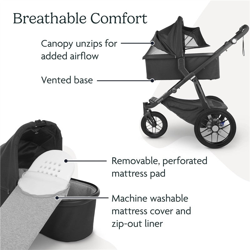 UPPAbaby Bassinet/Compatible with Vista, Cruz, Ridge, Minu Strollers/Overnight Sleep Solution/Mattress, Sheet, and Bug Shield Included/Theo (Dark T Image 5