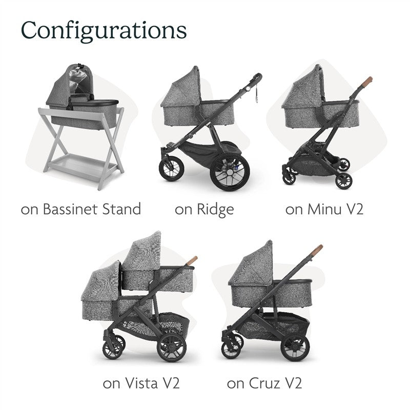 UPPAbaby Bassinet/Compatible with Vista, Cruz, Ridge, Minu Strollers/Overnight Sleep Solution/Mattress, Sheet, and Bug Shield Included/Theo (Dark T Image 6