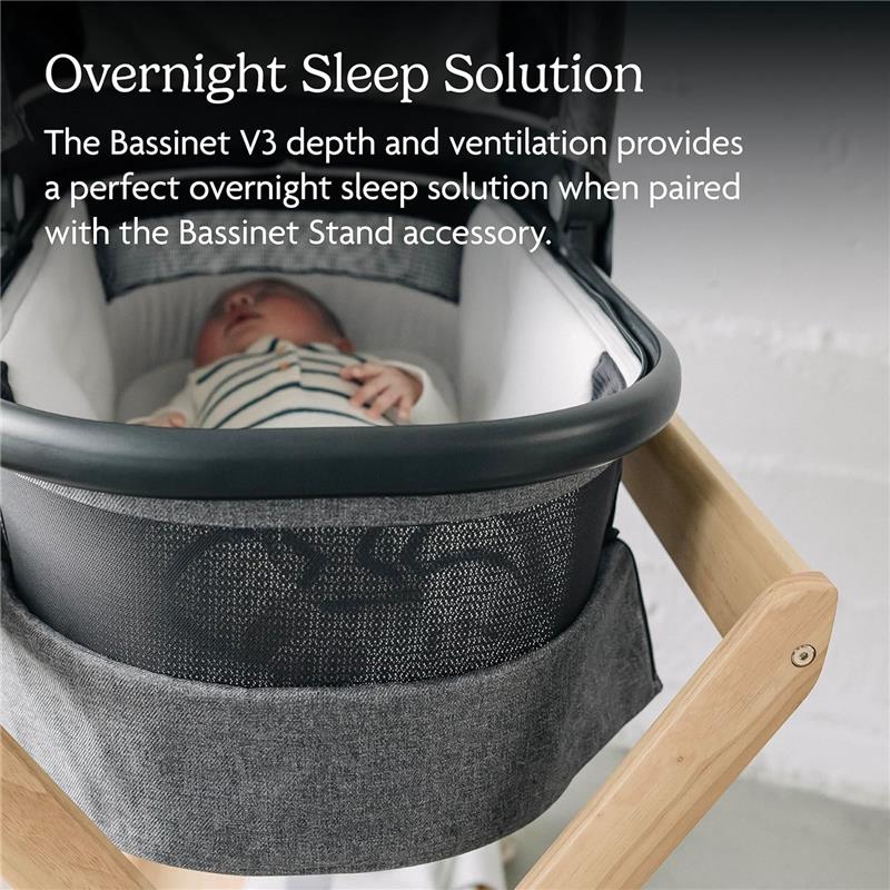 UPPAbaby - Bassinet V3, Compatible with Vista, Cruz, Ridge, Minu Strollers, Greyson (Charcoal Mélange/Carbon Frame) Image 5