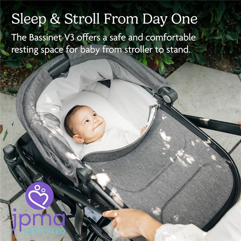UPPAbaby - Bassinet V3, Compatible with Vista, Cruz, Ridge, Minu Strollers, Greyson (Charcoal Mélange/Carbon Frame) Image 6