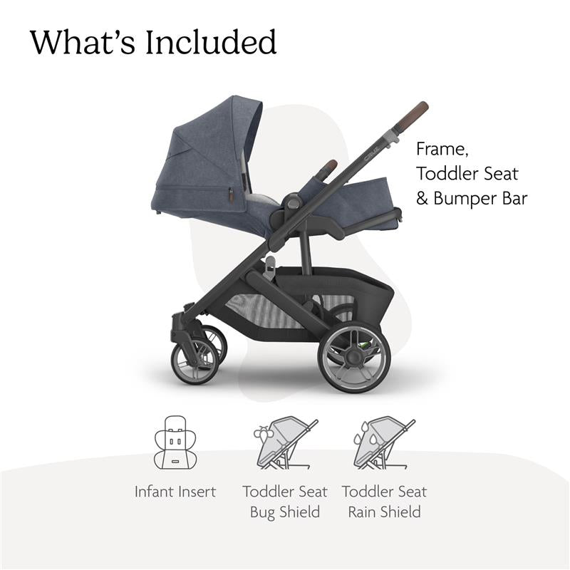 Uppababy - Cruz V3 Stroller, Julian (Dusty Blue Mélange/Carbon Frame/Chestnut Leather) Image 2