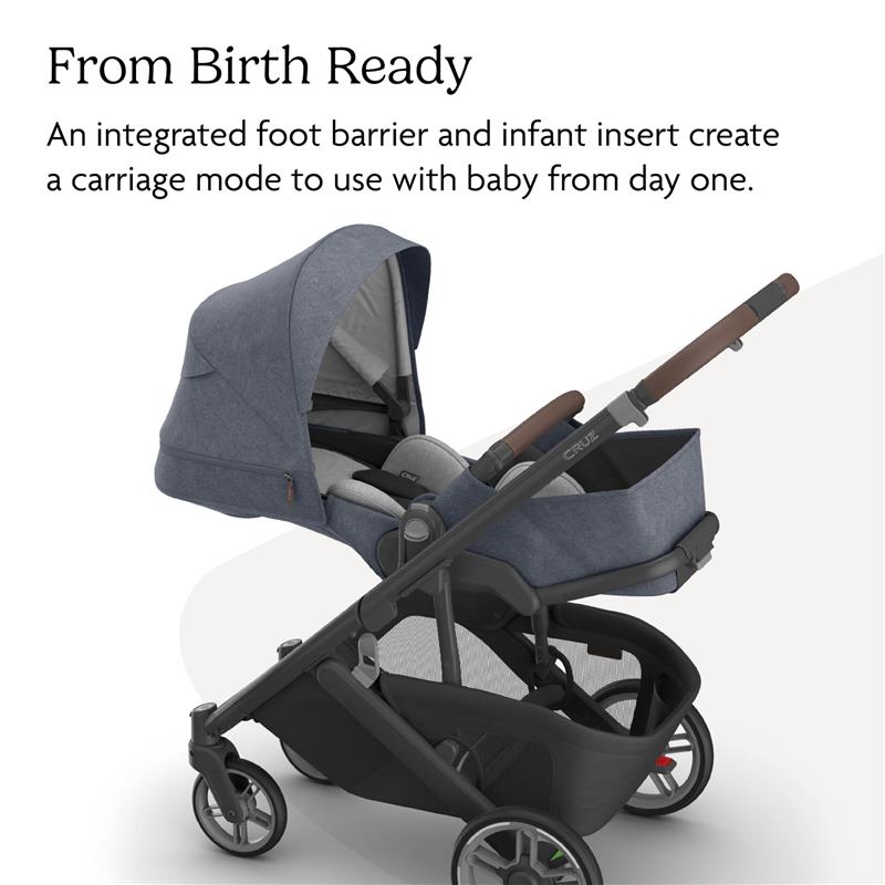 Uppababy - Cruz V3 Stroller, Julian (Dusty Blue Mélange/Carbon Frame/Chestnut Leather) Image 4