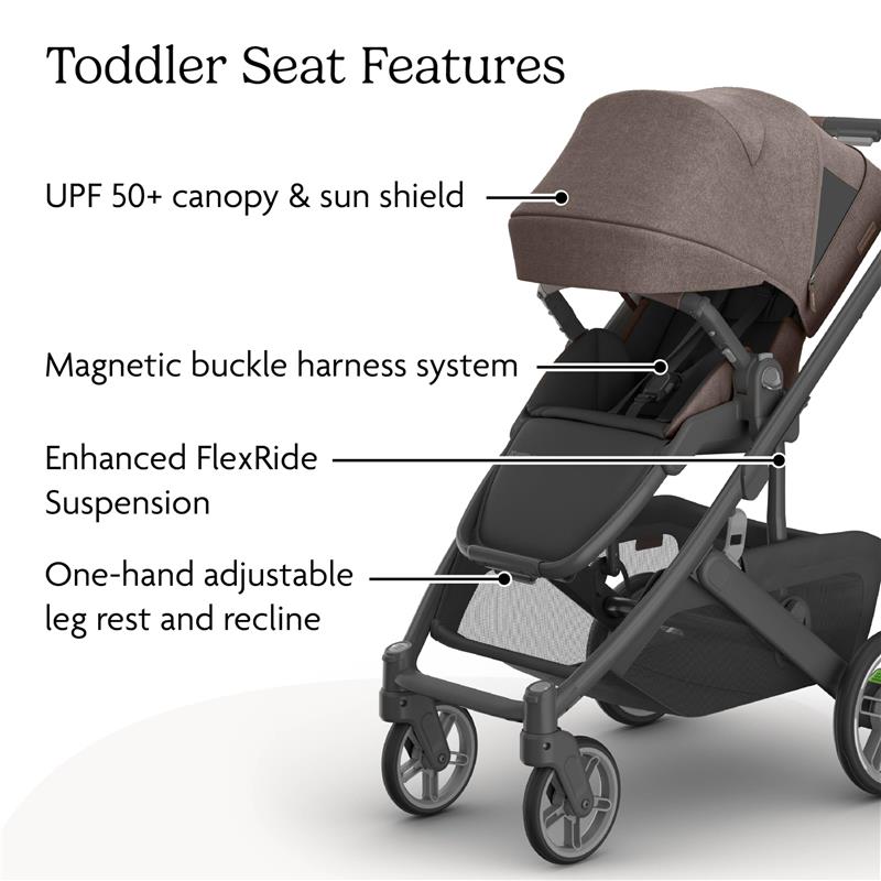 Uppababy - Cruz V3 Stroller, Owen (Mocha Mélange/Carbon Frame/Chestnut Leather) Image 5