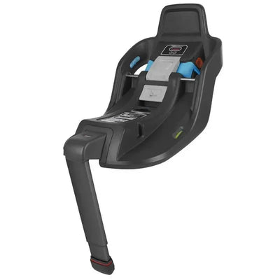 Extra Aria Car Seat Base by Uppababy, featuring a grey design, adjustable legs, and clear installation indicators.