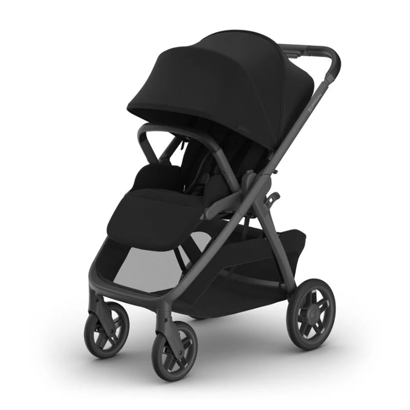 Uppababy Kona Stroller & Bassinet V3 Bundle in black, featuring a sleek design with spacious seating and a large canopy.