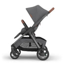 Uppababy Kona Stroller in Rowan color with a graphite frame; features a canopy, comfortable seat, and storage basket.