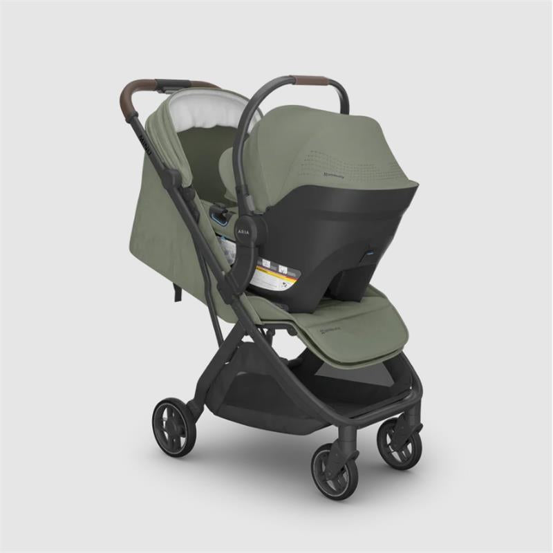 Uppababy Minu V3 Compact Stroller, Evelyn, Meadow Green | Carbon Frame | Chestnut Leather Image 6