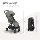 Uppababy Minu V3 Compact Stroller, Evelyn, Meadow Green | Carbon Frame | Chestnut Leather Image 6