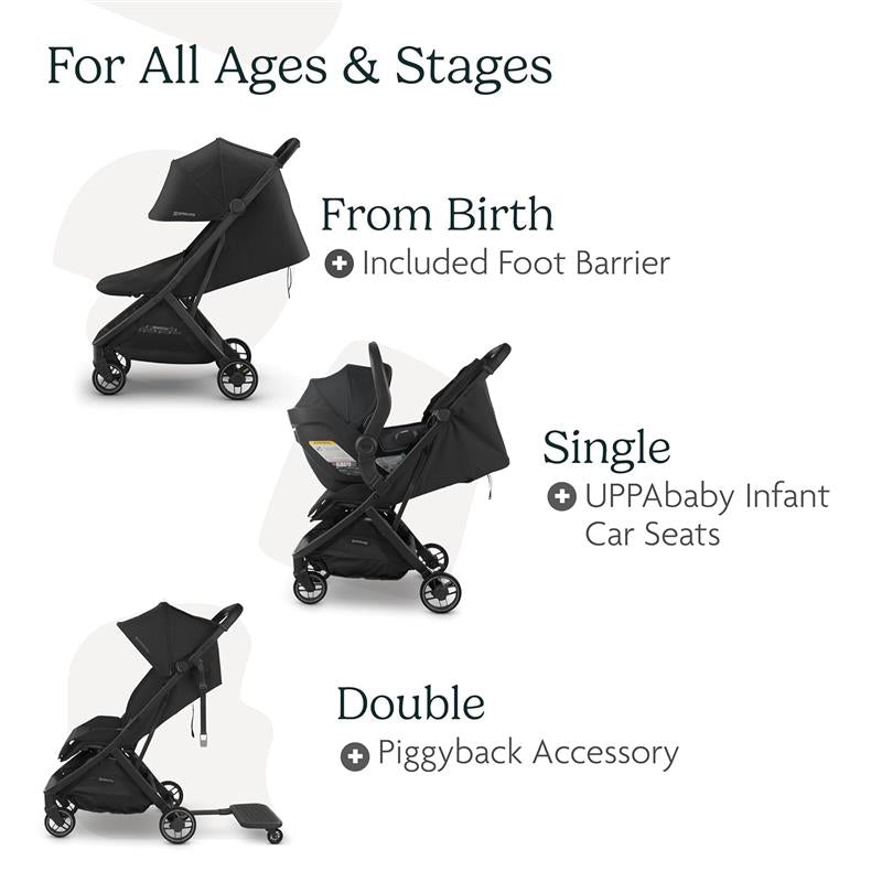 Uppababy Minu V3 Compact Stroller, Jake (Charcoal/Carbon Frame/Black Leather) Image 2