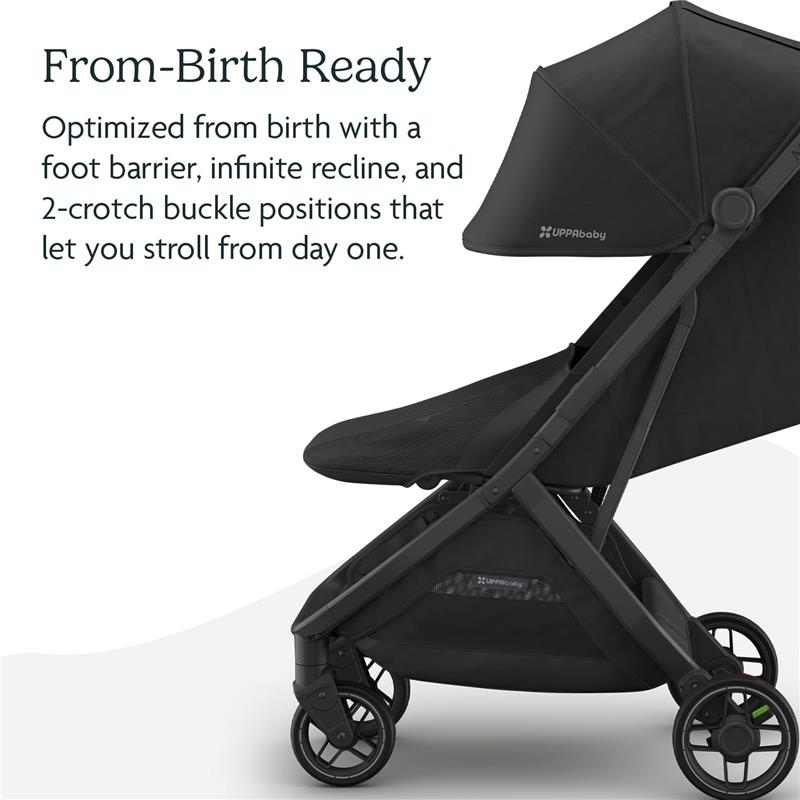 Uppababy Minu V3 Compact Stroller, Jake (Charcoal/Carbon Frame/Black Leather) Image 4