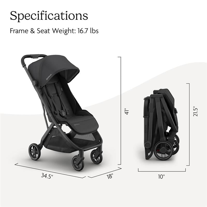 Uppababy Minu V3 Compact Stroller, Jake (Charcoal/Carbon Frame/Black Leather) Image 7