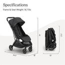 Uppababy Minu V3 Compact Stroller, Jake (Charcoal/Carbon Frame/Black Leather) Image 7