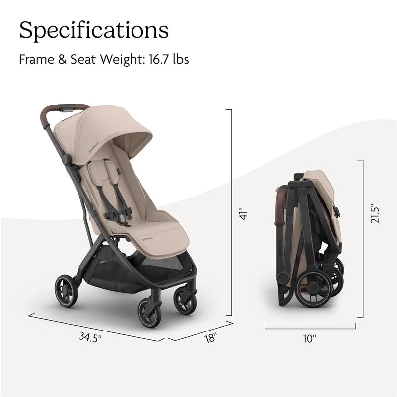 Uppababy Minu V3 Stroller Ada, Sandstone Melange | Chestnut Leather Image 6