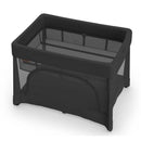 UPPAbaby Remi V2 Playard in Mason Black Soft Knit, featuring mesh sides and a solid black frame, designed for safe play.