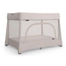 UPPAbaby Remi V2 Playard in Townsend Beige Soft Knit, featuring a soft fabric design and mesh sides for visibility and ventilation.