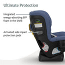 UPPAbaby Rove Convertible Car Seat in Cody color, highlighting integrated EPP foam and activated side impact protection features.
