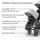 Uppababy - Rumbleseat V3, Savannah  (Pearl Gray Jacquard | Carbon Frame | Chestnut Leather) Image 6