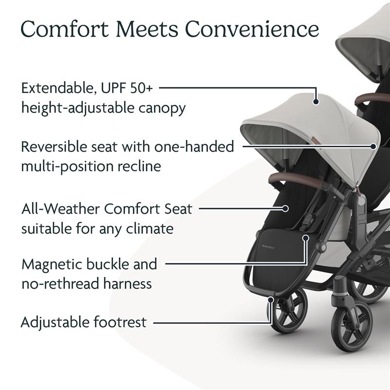 Uppababy - Rumbleseat V3, Savannah  (Pearl Gray Jacquard | Carbon Frame | Chestnut Leather) Image 6