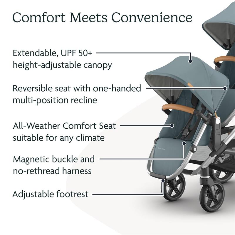 Uppababy - Rumbleseat V3 Second Lower Seat, Callum (Stone Blue/Silver Frame/Sand Leather) Image 2