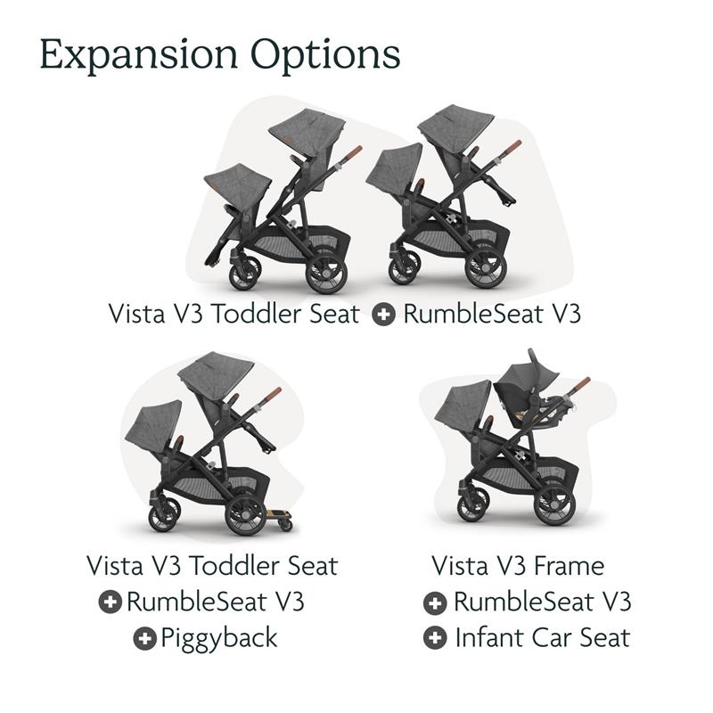 Uppababy - Rumbleseat V3 Second Lower Seat, Callum (Stone Blue/Silver Frame/Sand Leather) Image 3