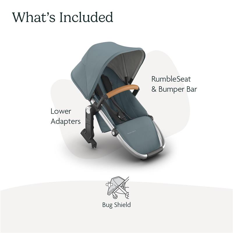 Uppababy - Rumbleseat V3 Second Lower Seat, Callum (Stone Blue/Silver Frame/Sand Leather) Image 6