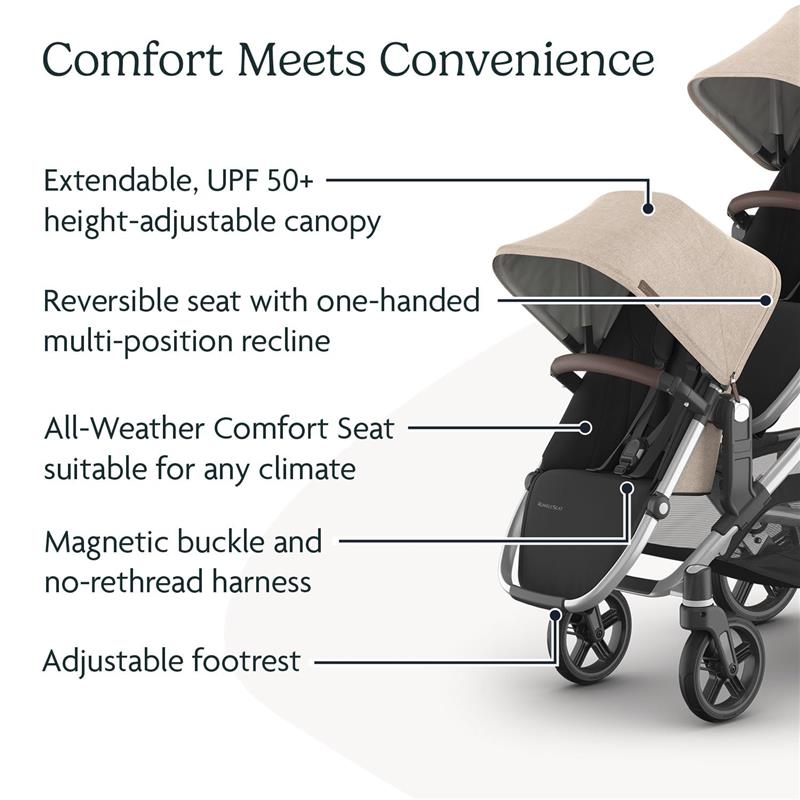 Uppababy - Rumbleseat V3 Second Lower Seat, Declan (Oat Mélange/Silver Frame/Chestnut Leather) Image 3