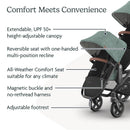 Uppababy - Rumbleseat V3 Second Lower Seat, Green (Mélange/Carbon Frame/Saddle Leather) Image 3