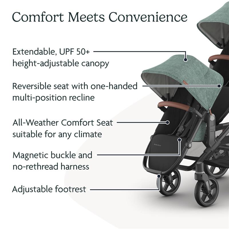 Uppababy - Rumbleseat V3 Second Lower Seat, Green (Mélange/Carbon Frame/Saddle Leather) Image 3