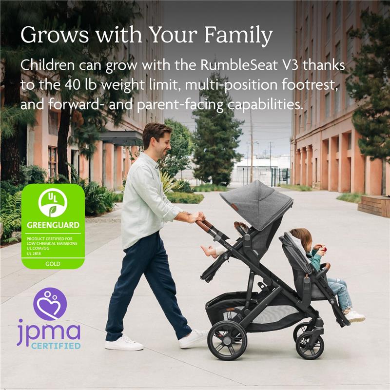 Uppababy - Rumbleseat V3 Second Lower Seat, Green (Mélange/Carbon Frame/Saddle Leather) Image 5