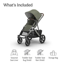 Uppababy - Vista V3 Stroller, Evelyn (Meadow Green/Graphite Frame/Chestnut Leather) Image 2