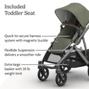 Uppababy - Vista V3 Stroller, Evelyn (Meadow Green/Graphite Frame/Chestnut Leather) Image 5