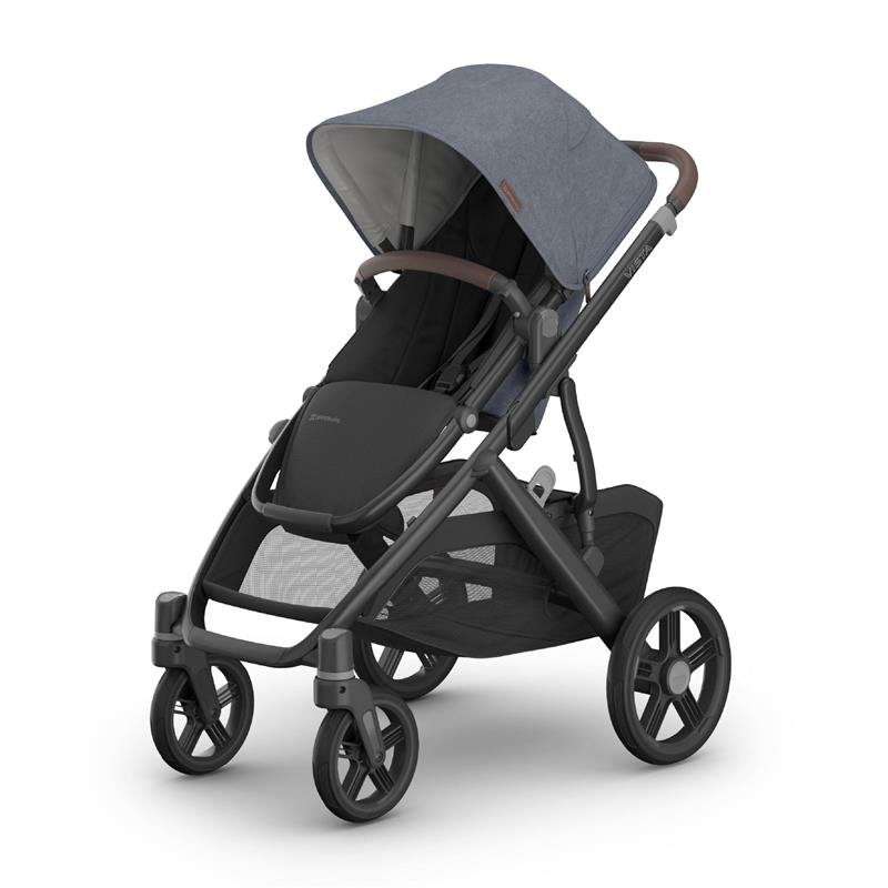 Uppababy - Vista V3 Stroller, Julian (Dusty Blue Mélange/Carbon Frame/Chestnut Leather) Image 1