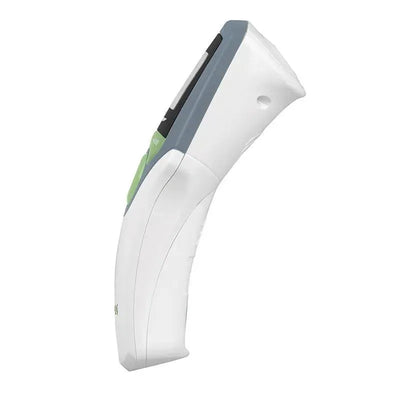 Infrared thermometer with a sleek design, featuring a display screen and simple controls, offering a 1-second readout.