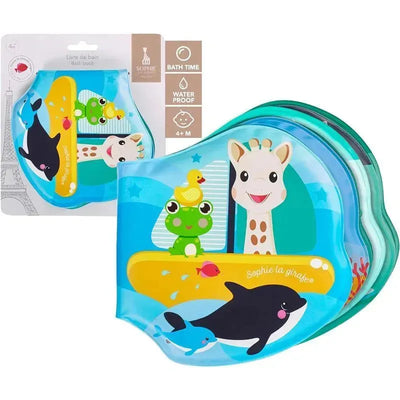 Bath book by Vullie featuring colorful aquatic animals and characters, waterproof design for children ages 4 months and up.