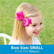 Wee Ones - Baby Girls' Grosgrain Scalloped Edge Hair Bowtie on a Elastic Band Light Pink Image 2