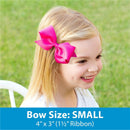 Wee Ones - Baby Girls' Grosgrain Scalloped Edge Hair Bowtie on a Elastic Band Light Pink Image 2
