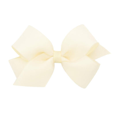 Wee Ones - Girls' Grosgrain Hair Bows with Organza Overlay on a WeeStay Clip, Medium, Off White Image 1
